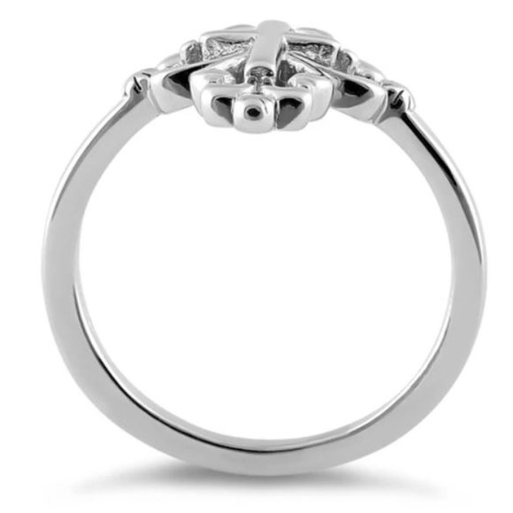 925 STERLING SILVER Cross High Polished Ring - Picture 13 of 14